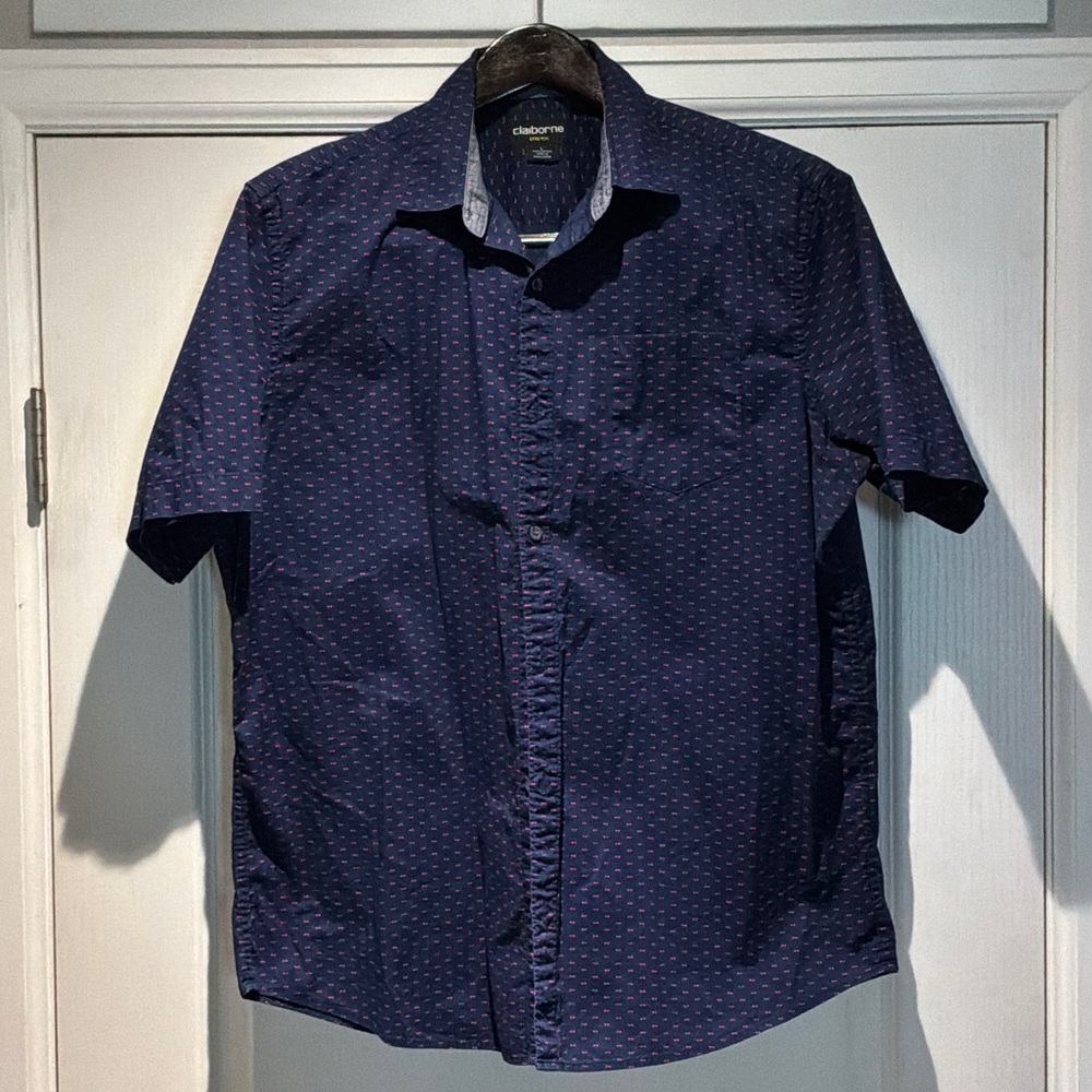Claiborne Dark Blue Patterned Men's Shirt